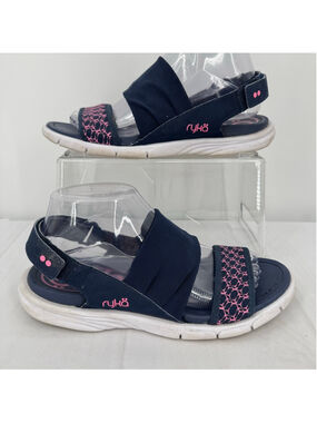Ryka Rodanthe Sandals Navy Blue Pink Slingback Comfort Outdoor Sporty Size 8.5